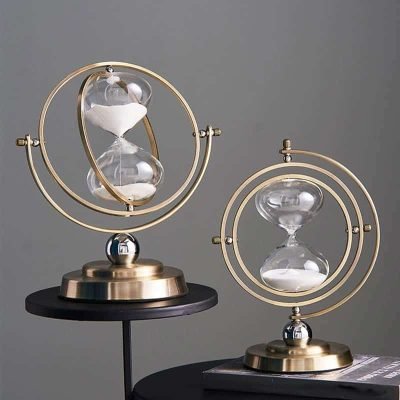 Sablier Rotatif en Métal Doré - Objet Scientifique - Science Labs