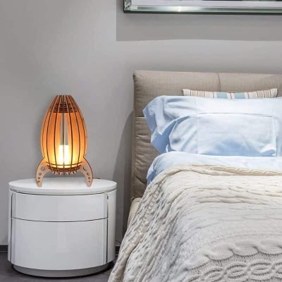 Lampe Fusée Bois - lampe espace - deco scientifique