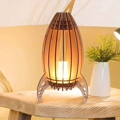 Wooden Rocket Lamp