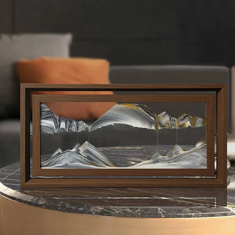 Framed Decorative Hourglass, Wooden Desk Art Piece