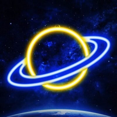 Neon Planet Lamp – Glowing Saturn Light