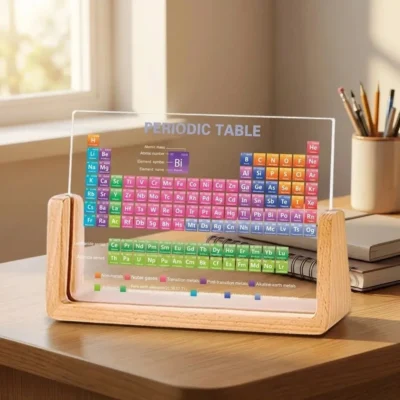 Acrylic Periodic Table on Wooden Stand