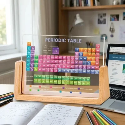 Acrylic Periodic Table on Wooden Stand