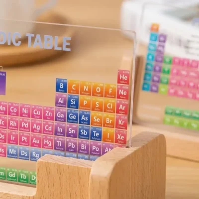 Acrylic Periodic Table on Wooden Stand