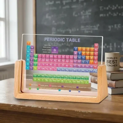 Acrylic Periodic Table on Wooden Stand
