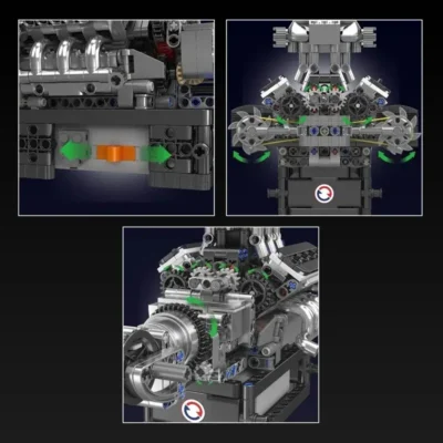 Car Engine Model Kit, Motorized Supercar V8 (737 Pieces)