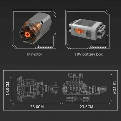 Car Engine Model Kit, Motorized Supercar V8 (737 Pieces)