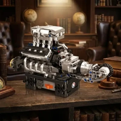 Car Engine Model Kit, Motorized Supercar V8 (737 Pieces)