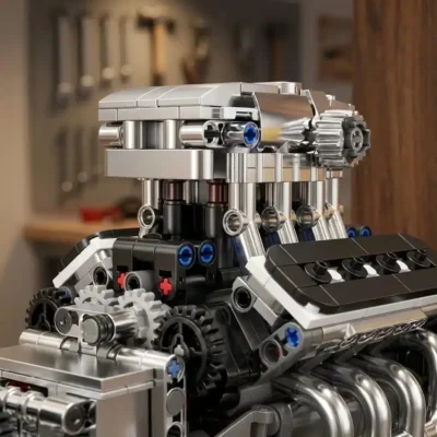 Car Engine Model Kit, Motorized Supercar V8 (737 Pieces)