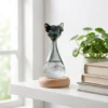 Egyptian Cat Storm Glass on Wooden Base