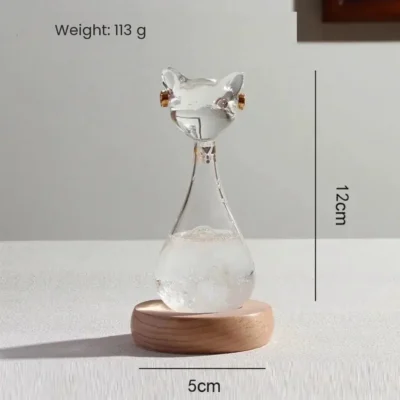 Egyptian Cat Storm Glass on Wooden Base