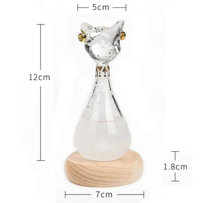 Egyptian Cat Storm Glass on Wooden Base