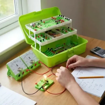 Electricity Kit with Magnetism Experiments in Carry Case