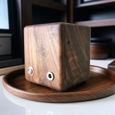 Walnut Ferrofluid Lamp, Sound Reactive