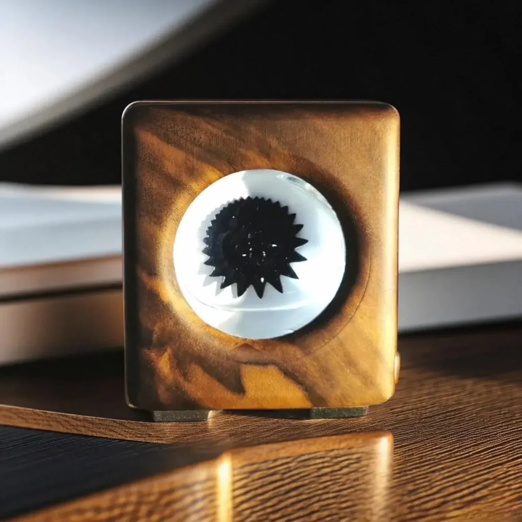 Walnut Ferrofluid Lamp, Sound Reactive