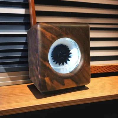 Walnut Ferrofluid Lamp, Sound Reactive