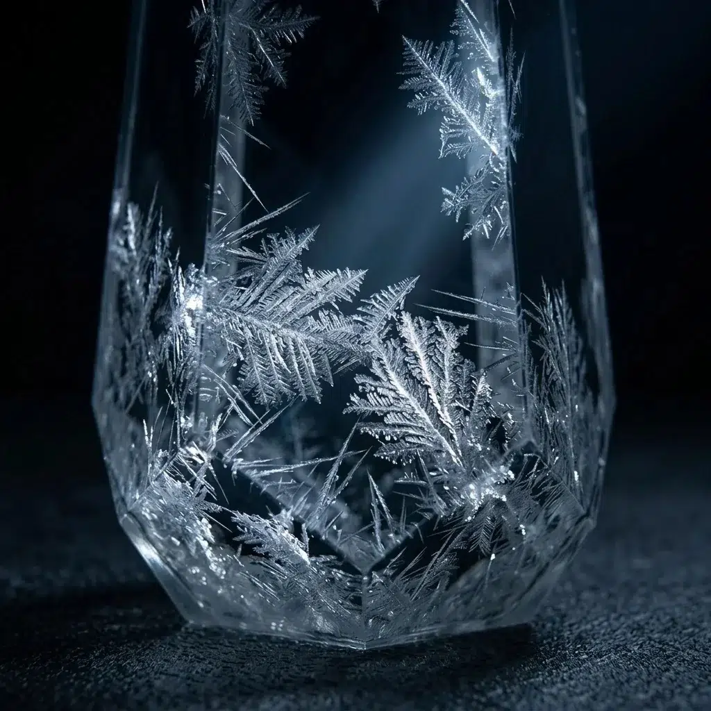 Glacier Storm Glass Prism on Wooden Base
