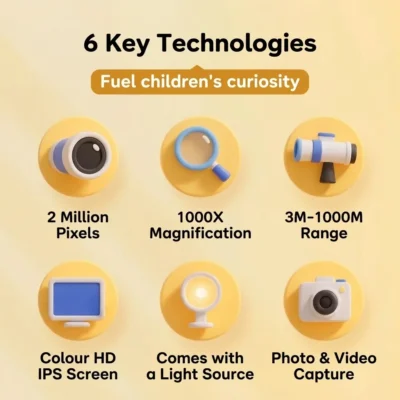 Kids Binoculars and Microscope 2-in-1 with Screen