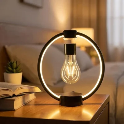 Levitating Ring Lamp with Floating Light Bulb