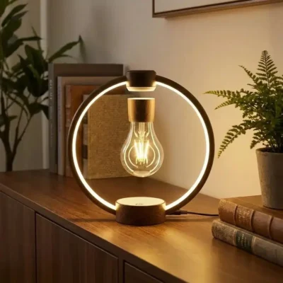 Levitating Ring Lamp with Floating Light Bulb