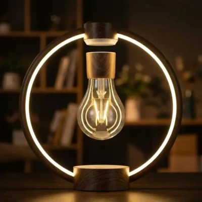 Levitating Ring Lamp with Floating Light Bulb