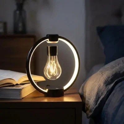 Levitating Ring Lamp with Floating Light Bulb
