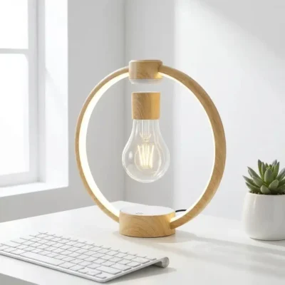 Levitating Ring Lamp with Floating Light Bulb