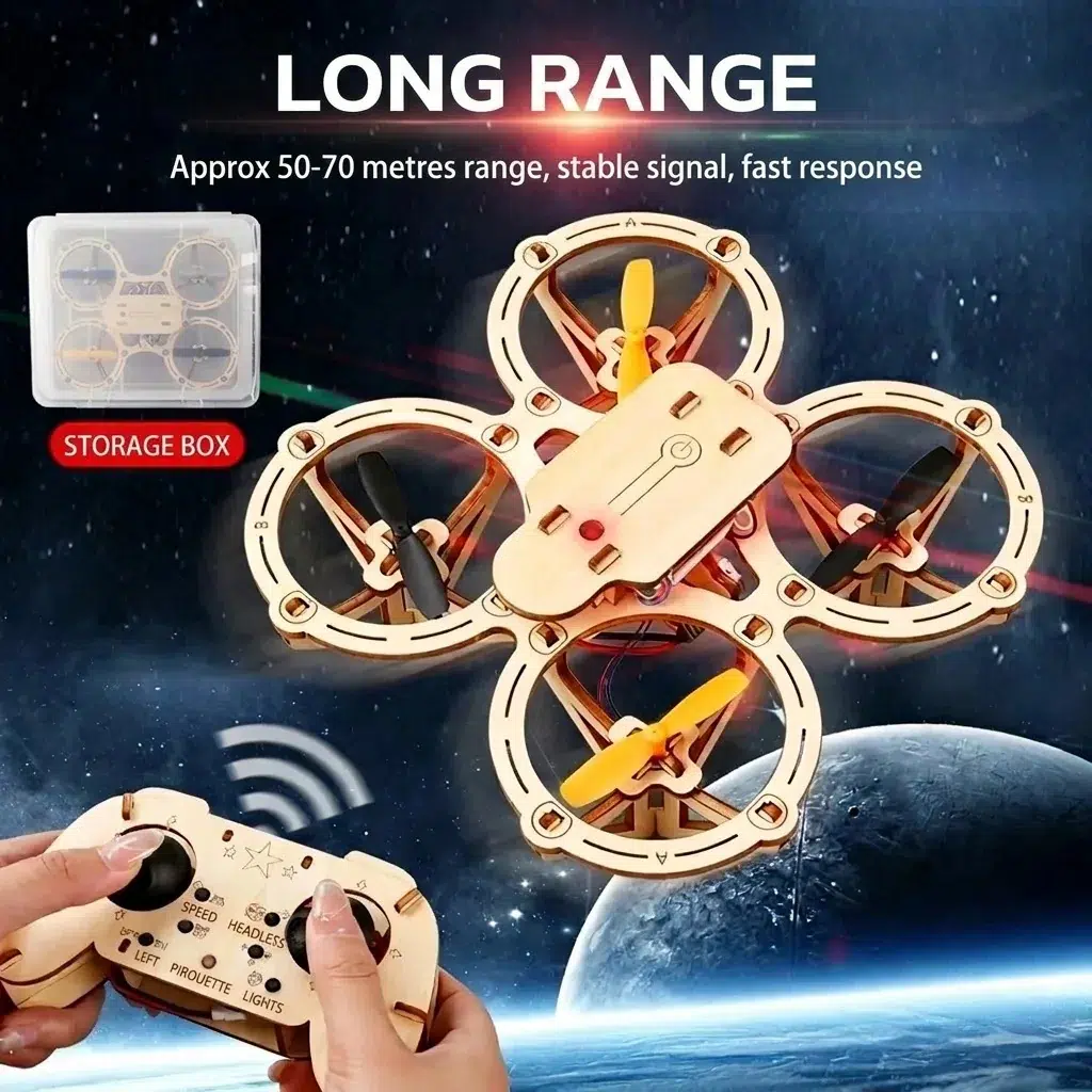 Wooden Drone Kit with Remote Control