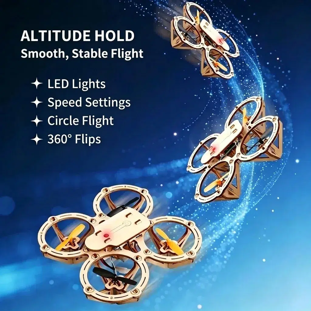 Wooden Drone Kit with Remote Control